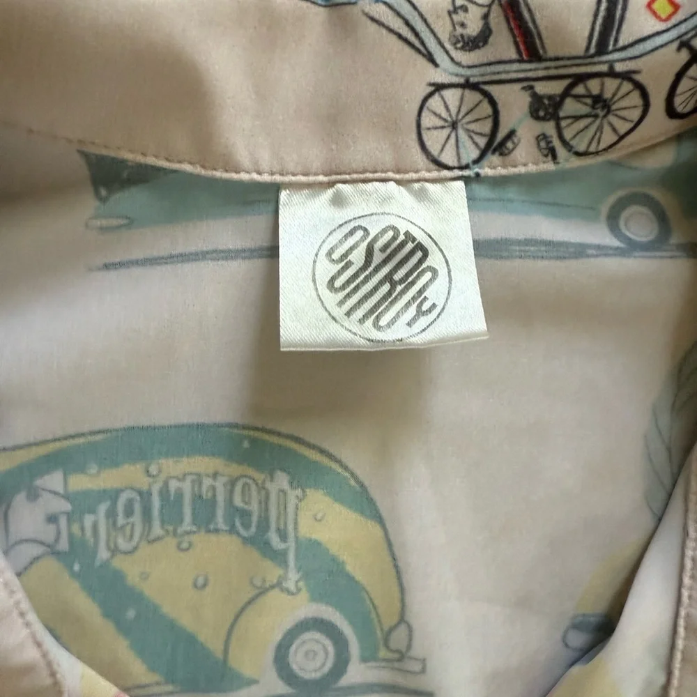 Men's Vintage Car Print Casual Shirt - Multicolor - Picture 4 of 6